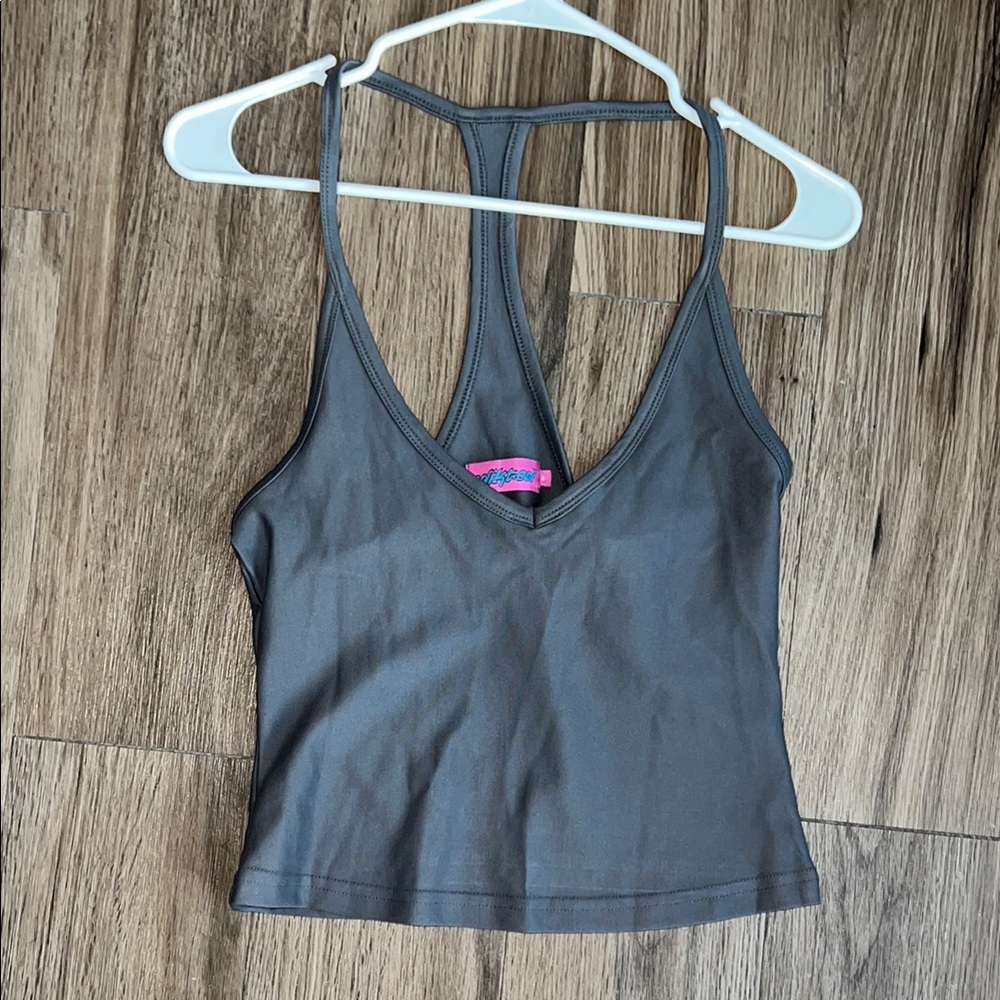 Edikted Charcoal Gray Racerback Tank Top